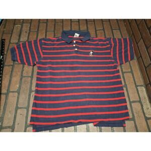 Vintage Disney Store Mickey Polo Red Blue Striped XL